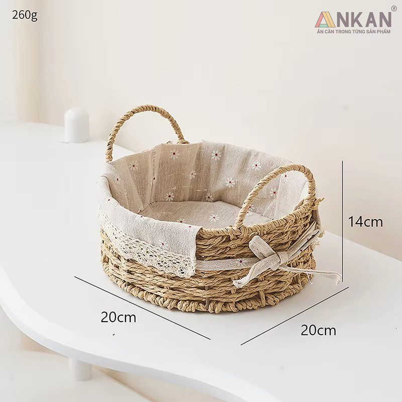 Giỏ Picnic Hình Tròn Có Quai Xách Đan Tay Thủ Công 16 ro coi co quai hinh vuong 11