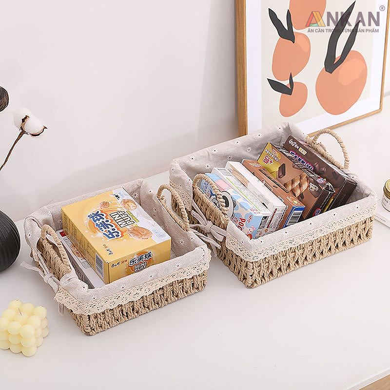 Giỏ Decor Hình Vuông Có Quai Xách Đan Tay Thủ Công 10 Giỏ decor