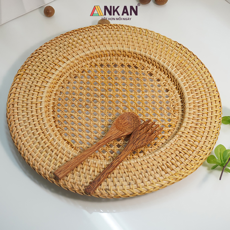 Dĩa Mây Tre Trang Trí Vintage, Đựng Trái Cây 12 dia may 19