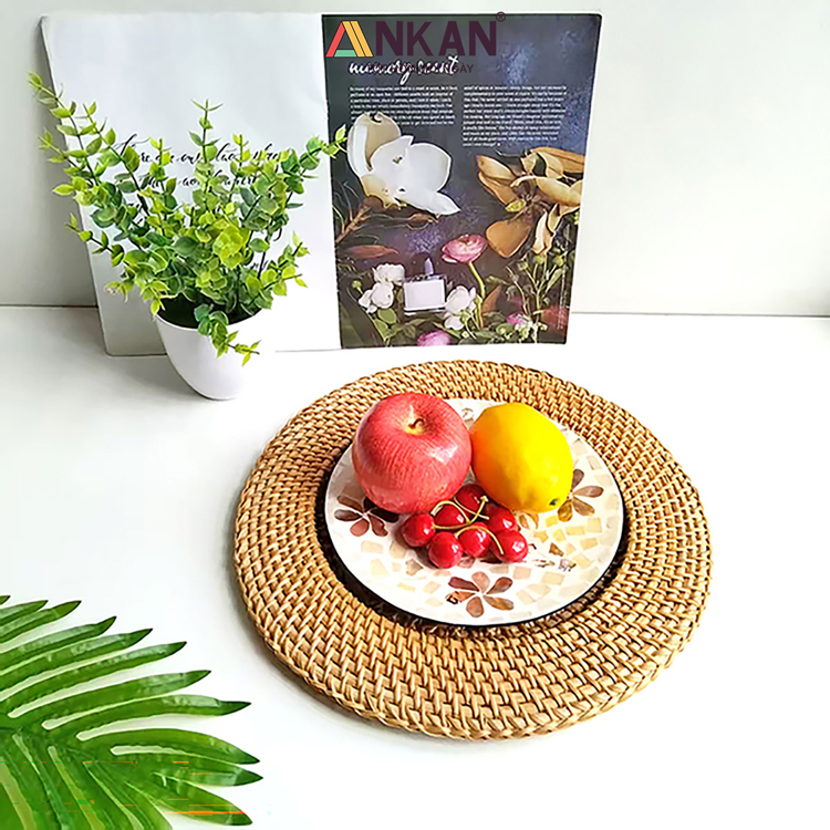 Dĩa Mây Tre Trang Trí Vintage, Đựng Trái Cây 16 dia may 9
