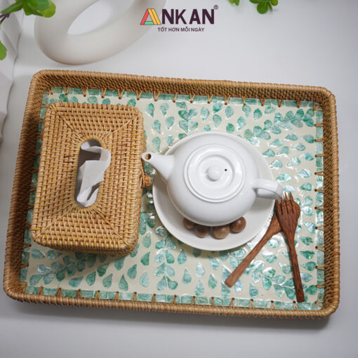 Alternative view of Khay Mây Khảm Trai Cỡ Lớn 56cm Trang Trí Nhà Hàng