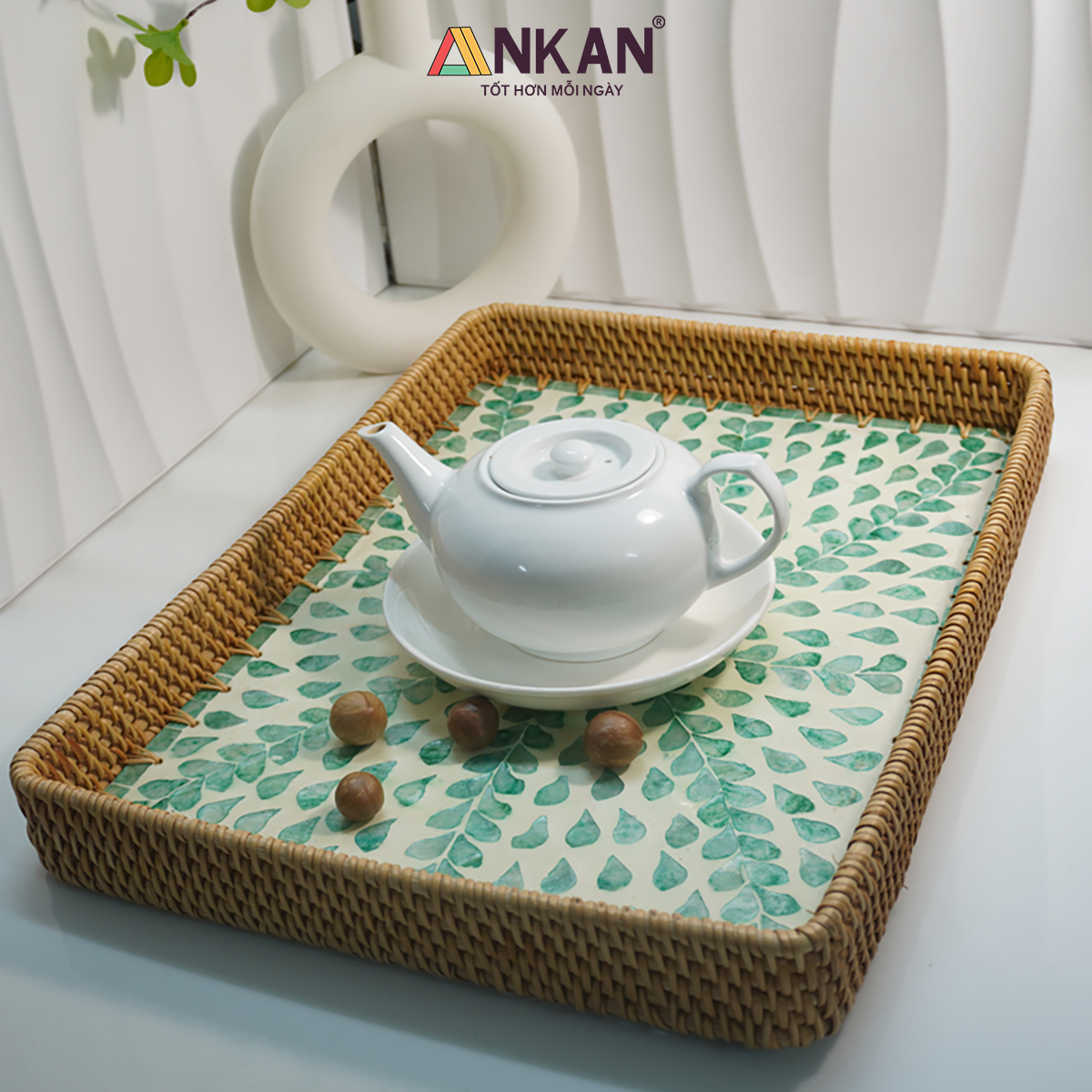 Khay Mây Khảm Trai Cỡ Lớn 56cm Trang Trí Nhà Hàng 10 khay kham trai lon 7