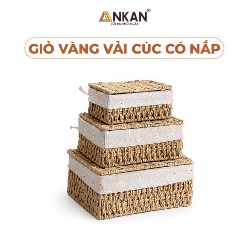 Giỏ Mây Đựng Đồ Có Nắp, Đựng Mỹ Phẩm