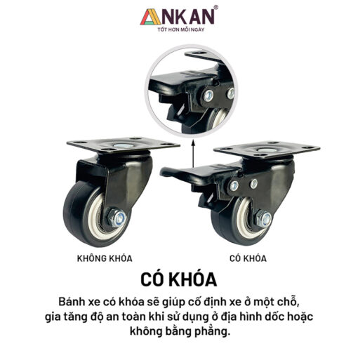Bánh Xe Đẩy Hàng PVC Càng Thép Sơn Tĩnh Điện