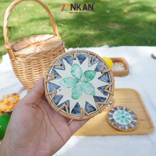 Alternative view of Đế Lót Ly Mây Khảm Trai Kiệt Tác Thủ Công Decor