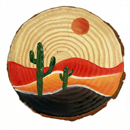 Tranh Gỗ Sa Mạc Hoàng Hôn Trang Trí Bàn Làm Việc