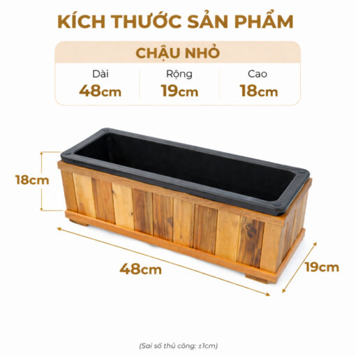 Alternative view of Chậu Gỗ Trồng Cây Kèm Khay Nhựa Thông Minh
