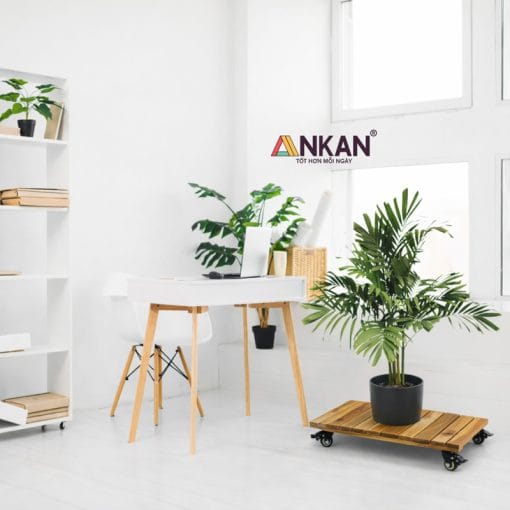 Kê chậu cây chữ nhật có bánh xe