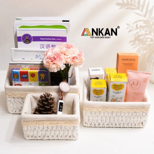 Giỏ lót vải hoa nhí