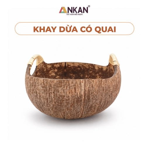 Khay Gáo Dừa Tự Nhiên Có Quai Decor Trang Trí