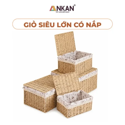 Giỏ Đựng Đồ Dáng Cao Có Nắp - ảnh sản phẩm 1