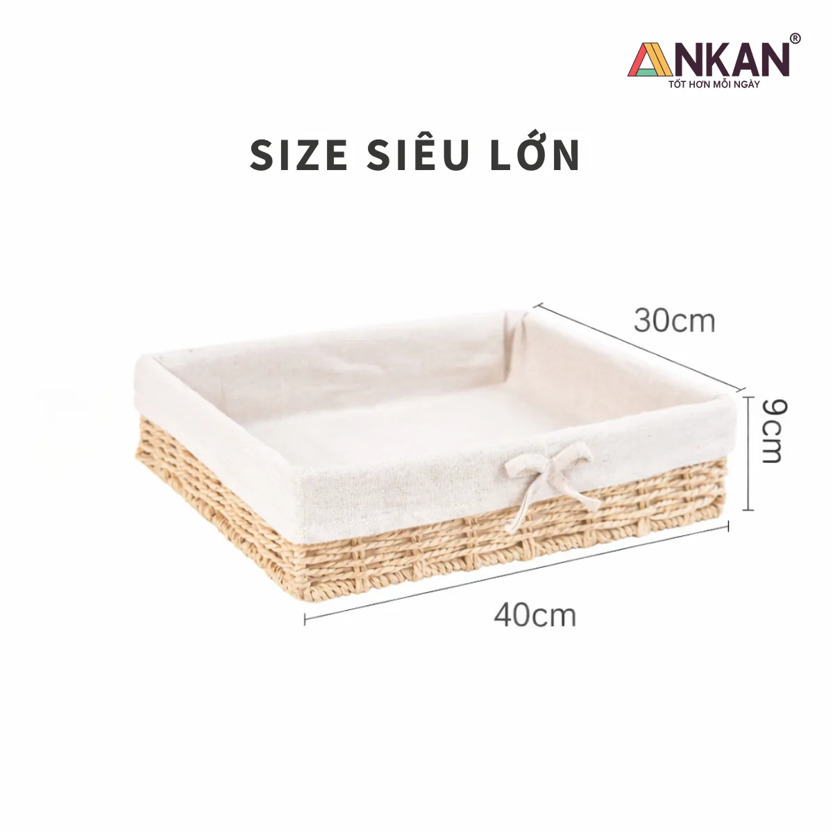 Giỏ Đựng Đồ Dáng Thấp ANKAN – Lót Vải Nơ, 4 Kích Thước 3 Giỏ Đựng Đồ Dáng Thấp - ảnh sản phẩm 3