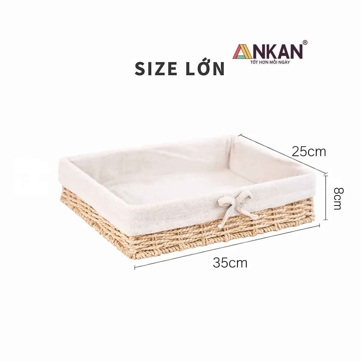 Giỏ Đựng Đồ Dáng Thấp ANKAN – Lót Vải Nơ, 4 Kích Thước 4 Giỏ Đựng Đồ Dáng Thấp - ảnh sản phẩm 4