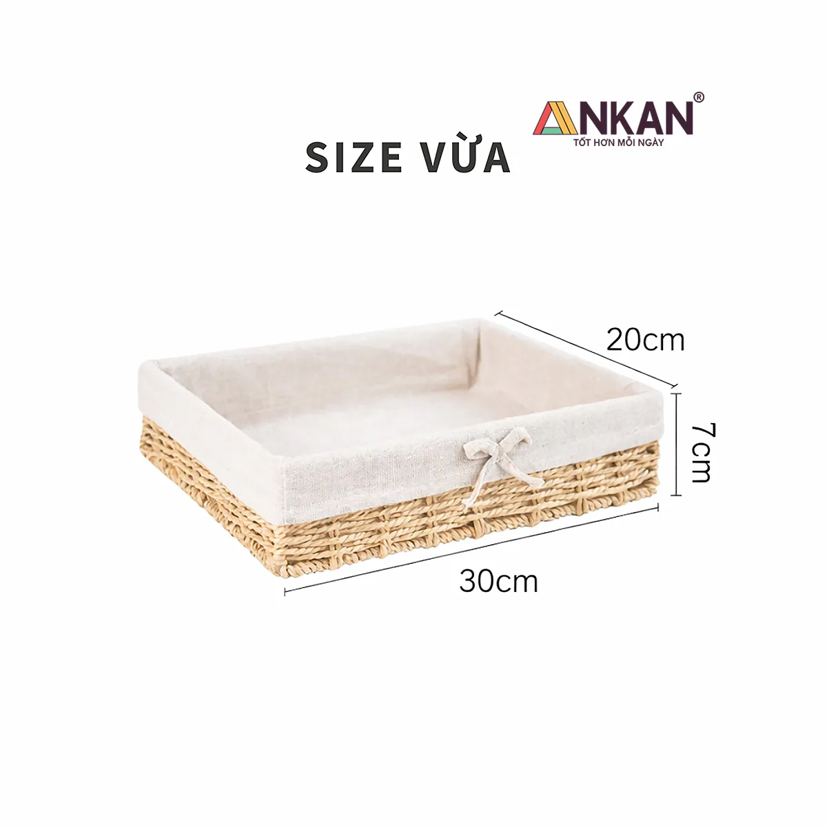 Giỏ Đựng Đồ Dáng Thấp ANKAN – Lót Vải Nơ, 4 Kích Thước 5 Giỏ Đựng Đồ Dáng Thấp - ảnh sản phẩm 5