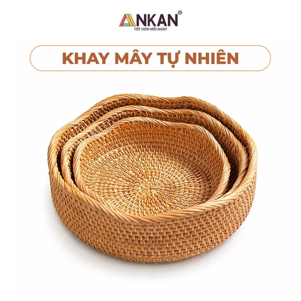 Bộ 3 rổ mây đan tự nhiên