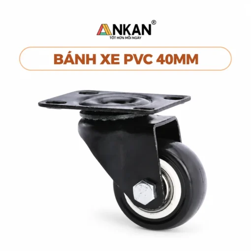 Bánh xe PVC 40mm ANKAN nền trắng, logo và tên sản phẩm trong khung bo tròn