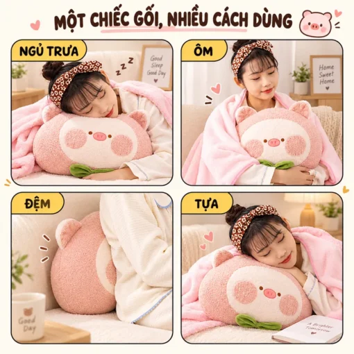 Gối chăn Heo Hồng dùng để ngủ trưa ôm đệm và tựa lưng