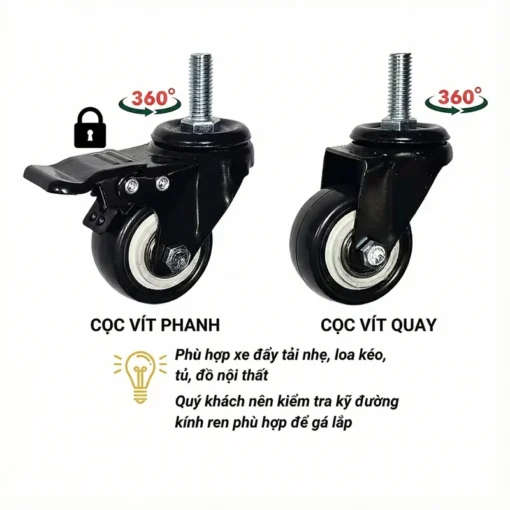 Hai loại bánh đầu vít có khóa và không khóa - ANKAN