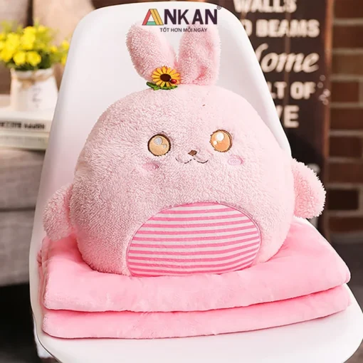 Chăn Gối Văn Phòng Thỏ Hồng ANKAN 11 Chăn Gối Văn Phòng Thỏ Hồng ANKAN - ảnh thực tế 2