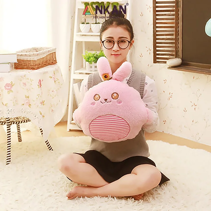 Chăn Gối Văn Phòng Thỏ Hồng ANKAN 4 Chăn Gối Văn Phòng Thỏ Hồng ANKAN - ảnh thực tế 3