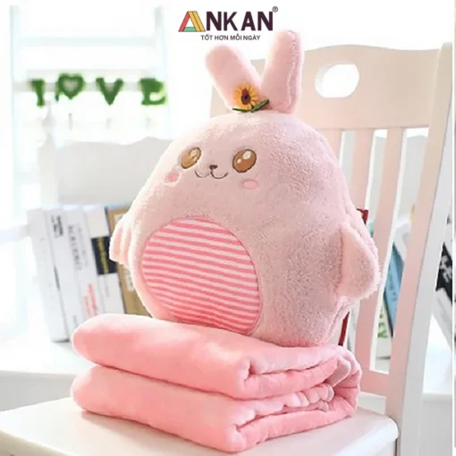 Chăn Gối Văn Phòng Thỏ Hồng ANKAN 17 Chăn Gối Văn Phòng Thỏ Hồng ANKAN - ảnh thực tế 8
