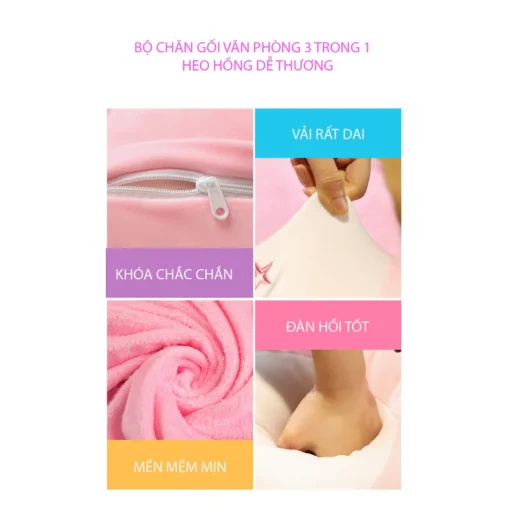 Chăn Gối Văn Phòng Heo Hồng ANKAN - ảnh thực tế 6