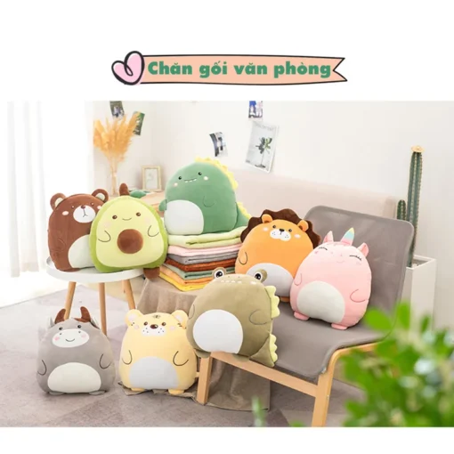 Chăn Gối Văn Phòng Kỳ Lân Hồng ANKAN - ảnh thực tế 2