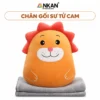 Chăn Gối Văn Phòng 3 Trong 1 Sư Tử Cam ANKAN trên nền trắng, logo ANKAN và tên mẫu trong khung bo tròn