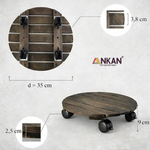 Đế Chậu Cây Tròn Đen 35cm – Tải 60kg - ảnh thực tế 2