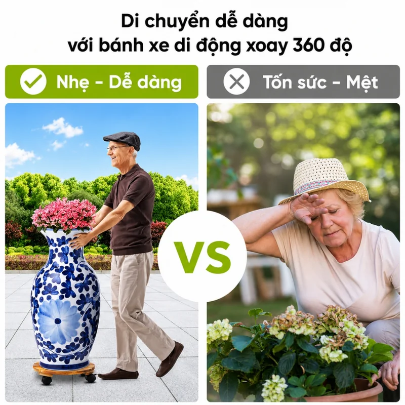 Đế Chậu Cây Vuông Đen 35cm – Tải 60kg 5 Đế Chậu Cây Vuông Đen 35cm – Tải 60kg - ảnh thực tế 4
