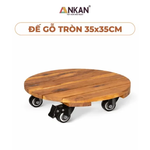 Đế Chậu Cây Tròn Vàng 35cm – Tải 120kg nền trắng, logo ANKAN