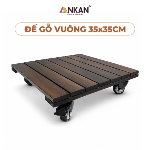 Đế Chậu Cây Vuông Đen 35cm – Tải 120kg nền trắng, logo ANKAN