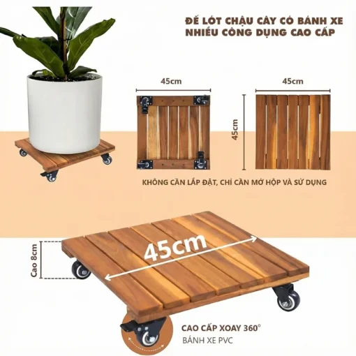 Đế Chậu Cây Vuông Vàng 45cm – Tải 120kg - ảnh thực tế 1