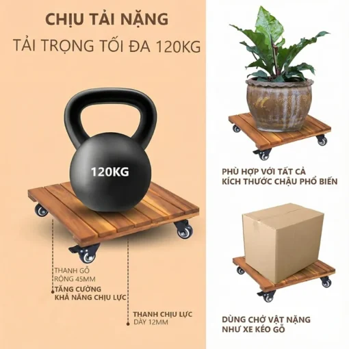 Đế Chậu Cây Vuông Vàng 45cm – Tải 120kg - ảnh thực tế 5
