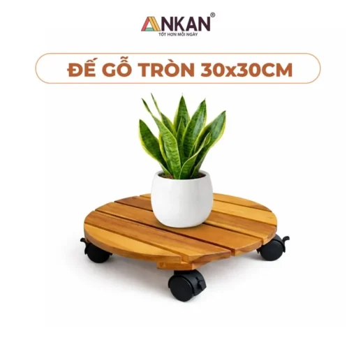 Đế Chậu Cây Tròn Vàng 30cm – Tải 60kg nền trắng, logo ANKAN