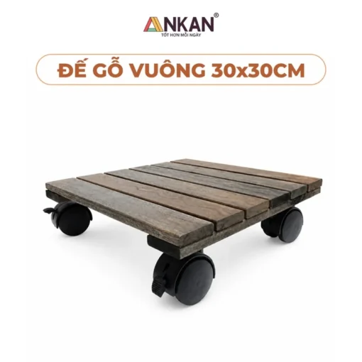 Đế Chậu Cây Vuông Đen 30cm – Tải 60kg nền trắng, logo ANKAN