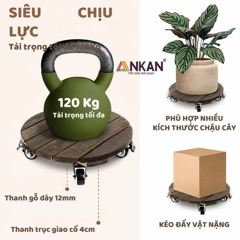 Đế Chậu Cây Tròn Đen 30cm – Tải 120kg 2 Đế Chậu Cây Tròn Đen 30cm – Tải 120kg - ảnh thực tế 1