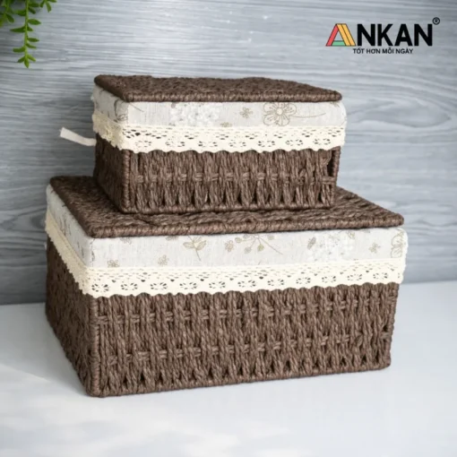 Hai size giỏ có nắp phối bộ
