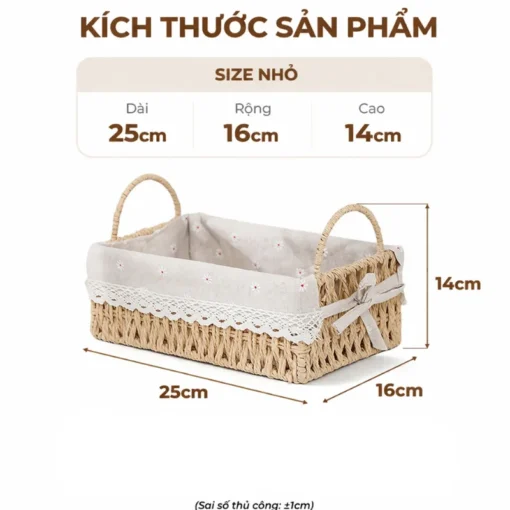 Kích thước giỏ chữ nhật size nhỏ