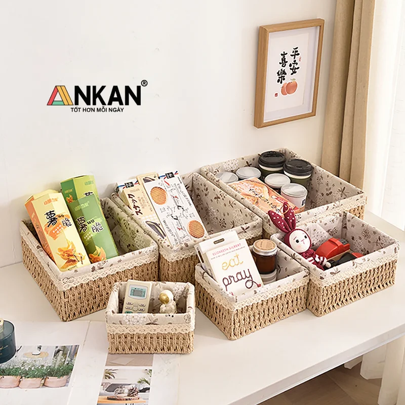 Giỏ Cỡ Lớn Khung Sắt Lót Vải ANKAN 3 Ảnh thực tế Giỏ Cỡ Lớn Khung Sắt Lót Vải ANKAN - góc 2