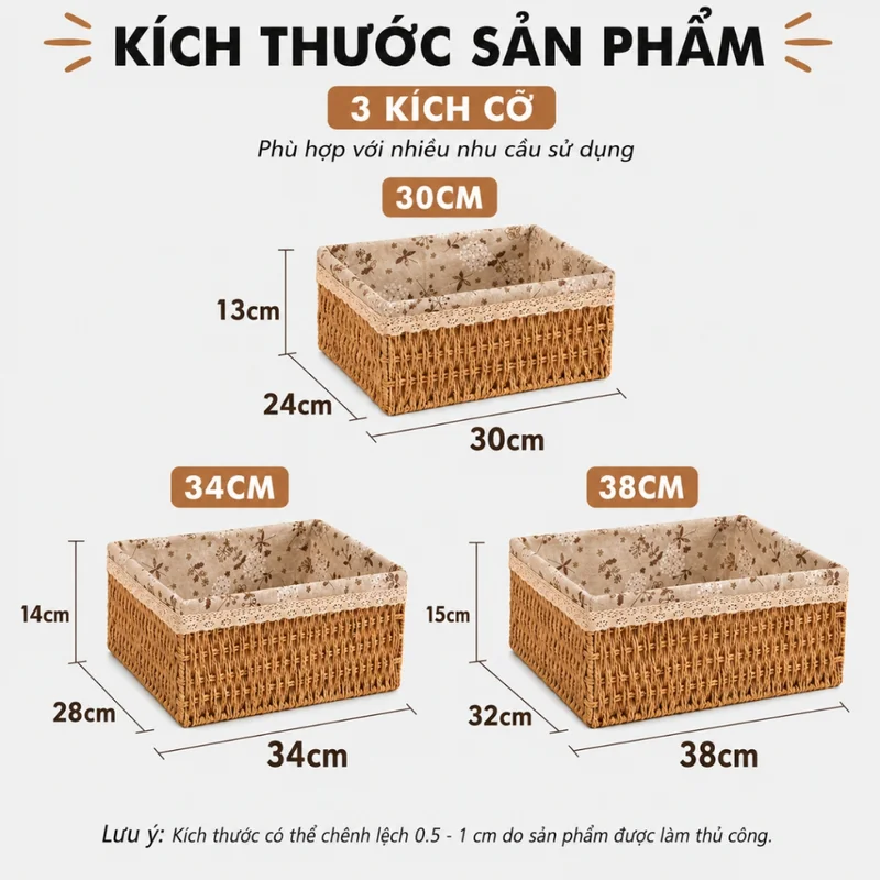 Giỏ Cỡ Lớn Khung Sắt Lót Vải ANKAN 53 Thông số Giỏ Cỡ Lớn Khung Sắt Lót Vải ANKAN