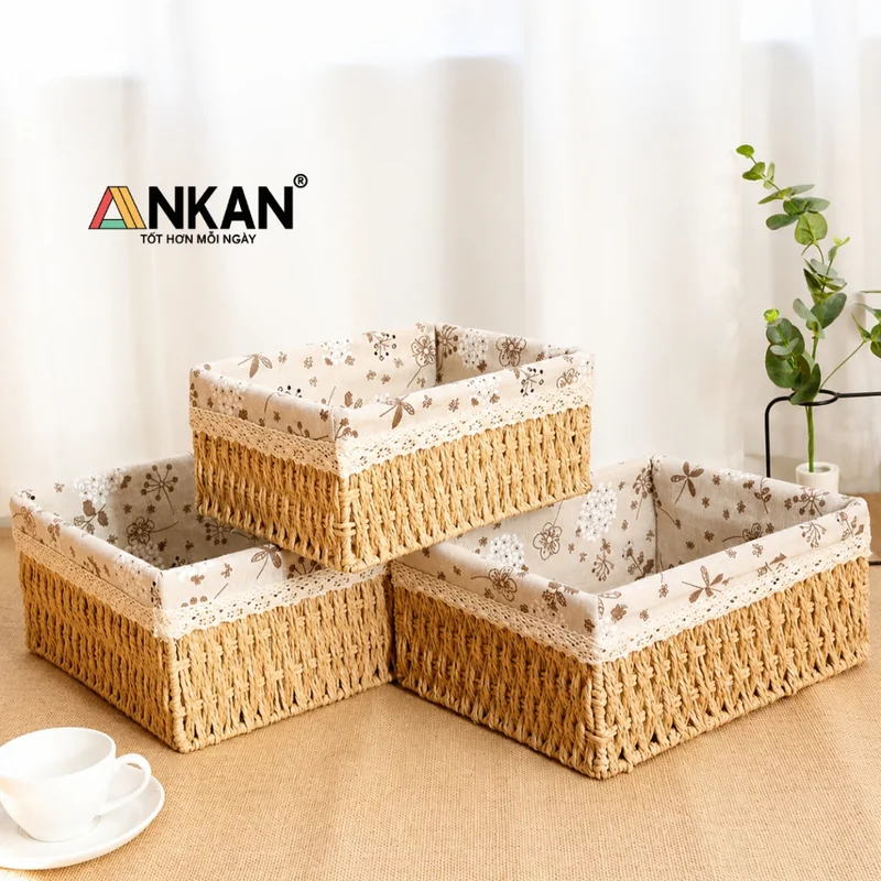 Giỏ Cỡ Lớn Khung Sắt Lót Vải ANKAN 55 Thương hiệu ANKAN Giỏ Cỡ Lớn Khung Sắt Lót Vải ANKAN