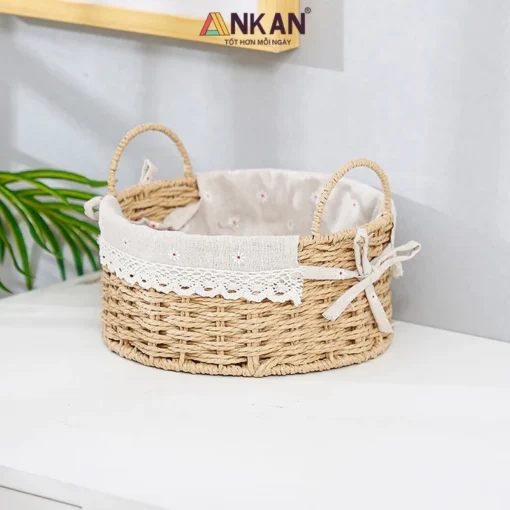 Giỏ tròn miệng mở lót vải
