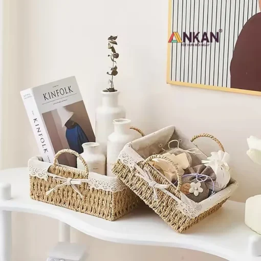 Ảnh thực tế Giỏ Vuông Có Quai Lót Vải ANKAN - góc 4