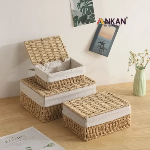 Bộ giỏ có nắp phối decor