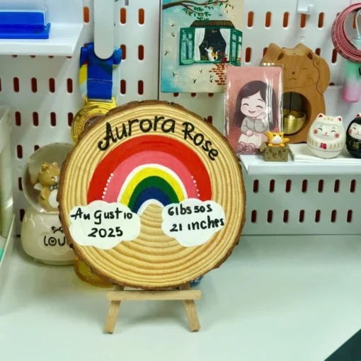 Tranh Gỗ Aurora Rose Cầu Vồng 18cm - ảnh thực tế 1