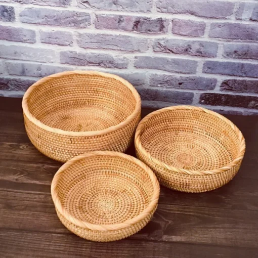 Rổ Mây Tròn Đan Kín Đựng Trái Cây - ảnh thực tế 1