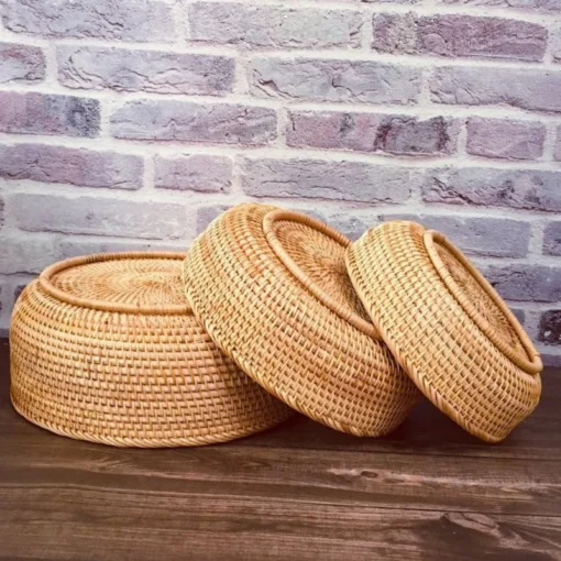 Rổ Mây Tròn Đan Kín Đựng Trái Cây - ảnh thực tế 2