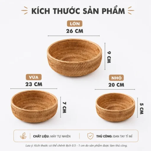 Rổ Mây Tròn Đan Kín Đựng Trái Cây - ảnh thực tế 4