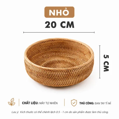 Rổ Mây Tròn Đan Kín Đựng Trái Cây - ảnh thực tế 5